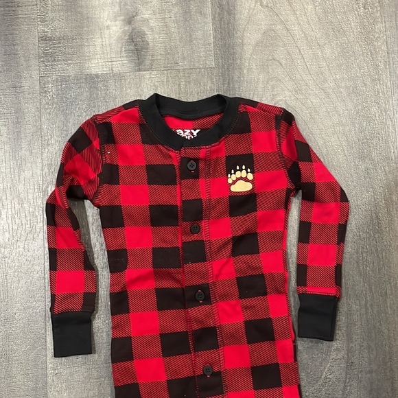 Lazy One 'Bear Cheeks' pajamas red and black plaid NEW - Picture 5 of 6